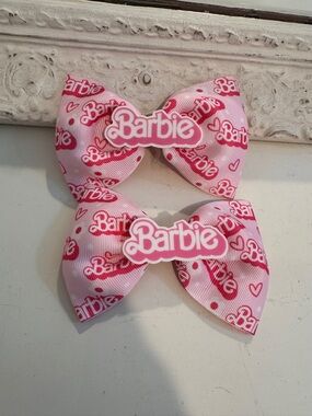 Barbie Pink Bow Hair Clips